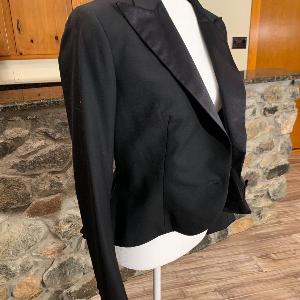 ralph lauren woman black silk tuxedo jacket w/tail - Picture 6 of 10